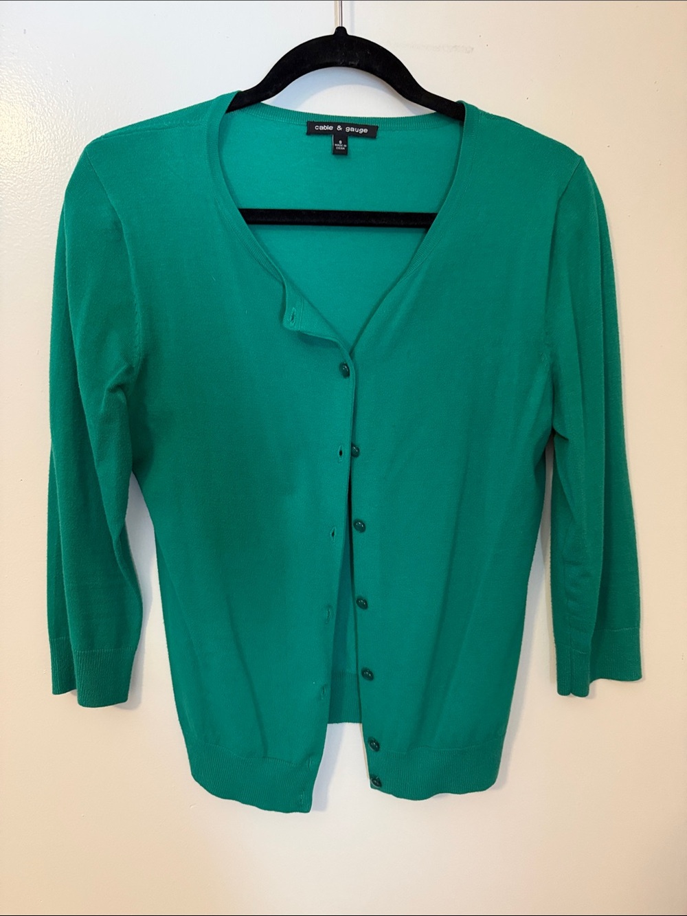 Cable & Gauge Teal-Green Lightweight Button Cardigan